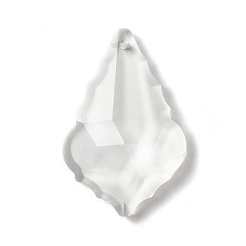 Transparent Glass Big Pendants, for Chandelier Crystal Hanging Pendants, Faceted, Leaf, Clear, 60.5x40x13.3mm, Hole: 2mm