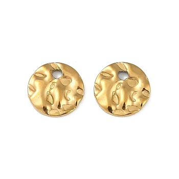 Ion Plating(IP) 304 Stainless Steel Textured Disc Charms, Real 18K Gold Plated, 8x1.5mm, Hole: 1.2mm