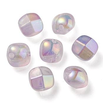UV Plating Luminous Transparent Acrylic Beads, Glow in The Dark, Half Round, Lavender, 19x19x15mm, Hole: 3.5mm