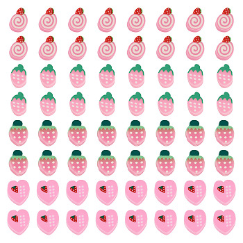 200Pcs 4 Styles Handmade Polymer Clay Beads, Strawberry, Pearl Pink, 7~13x7~10.5x4~5mm, Hole: 1~1.6mm, 50pcs/style