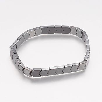 Non-magnetic Synthetic Hematite Stretch Bracelets, 2-1/2 inch(64mm)