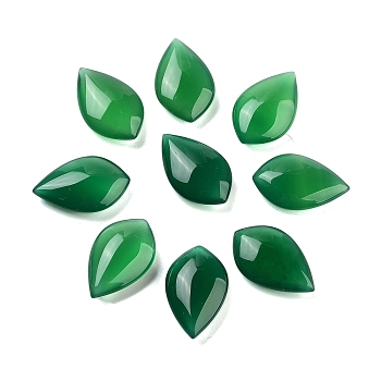 Dyed & Heated Natural Green Onyx Agate Beads, No Hole, Double Pointed Teardrop, 21x13x6mm