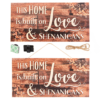 CREATCABIN 1Pc Natural Wood Hanging Wall Decorations for Front Door Home Decoration, with Plastic Hook and Jute Twine, Rectangle with Word, Peru, 127x255x4mm