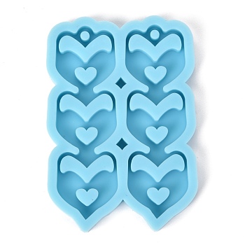 Pendant Silicone Molds, Resin Casting Molds, For UV Resin, Epoxy Resin Jewelry Making, Heart, Dark Cyan, 80x55x7mm
