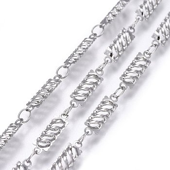 304 Stainless Steel Link Chains, Soldered, Rectangle, Stainless Steel Color, 12x3.5x2mm