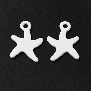 Spray Painted 201 Stainless Steel Charms, Starfish Charm, White, 12x9x1mm, Hole: 1.2mm
