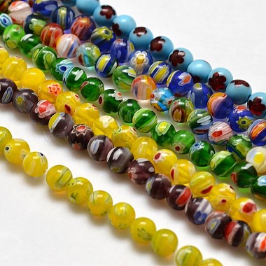 6mm Mixed Color Round Millefiori Lampwork Beads