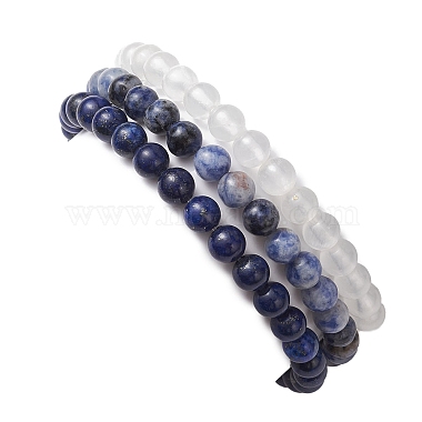 Bracelets extensibles en perles rondes en pierres mélangées naturelles de style 3pcs 3(BJEW-JB10178-03)-5