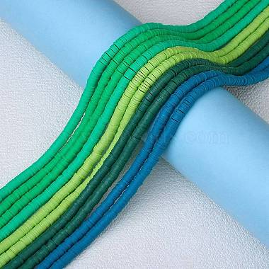 10 Strands 5 Colors Flat Round Handmade Polymer Clay Beads(CLAY-SZ0002-02B)-4