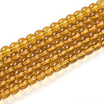 Transparent Glass Beads Strands, Round, Goldenrod, 4~4.5mm, Hole: 0.7mm, about 101~102pcs/strand, 14.96~15.16''(38~38.5cm)(GLAA-T032-T4mm-23)