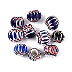 Handmade Millefiori Glass Rondelle Beads, Chevron Beads, Medium Blue, 18~24x22~27mm, Hole: 3~12mm(LA-N002-21A)