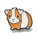 Guinea Pig Enamel Pins, Black Alloy Brooches for Backpack Clothes, Orange, 24x28mm(JEWB-Q009-06C)