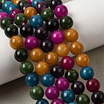 Natural White Jade Beads Strands, Dyed, Round, Mixed Color, 8mm, Hole: 0.7mm, about 48~50pcs/strand, 14.72~14.96''(37.4~38cm)(G-H348-8mm-03)