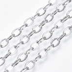 Tarnish Resistant 304 Stainless Steel Chains, Cable Chains, with Spool, Unwelded, Stainless Steel Color, 6.5x4x0.8mm, about 82.02 Feet(25m)/roll(CHS-S001-03C-P)