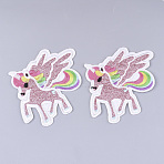 Computerized Embroidery Cloth Iron on/Sew on Patches, with Paillette/Sequins, Glitter Powder, Appliques, Costume Accessories, Unicorn, Flamingo, 91x76x1.5mm(FIND-T030-250B)