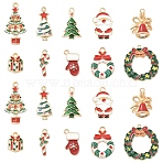 20Pcs 10 Styles Alloy Enamel Pendants, for Christmas, Mixed Shapes, Mixed Color, 14~29x7.5~25x1~5mm, Hole: 1.5~2mm, 2pcs/style(ENAM-YW0006-52)
