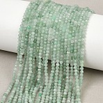 Natural Myanmar Jadeite Beads Strands, Round, Faceted, Grade AA, 2~2.5mm, Hole: 0.5mm, about 191pcs/strand, 15.43''(39.2cm)(G-B175-D16-2mm)