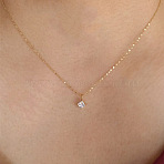 Rhombus 304 Stainless Steel Pave Clear Cubic Zirconia Pendant Necklaces, Golden, 17.72 inch(45cm)(FS-WG09C14-01)