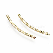 Hammered Brass Tube Beads, Nickel Free, Real 18K Gold Plated, 25x1.5mm, Hole: 0.7mm(KK-S360-027-NF)