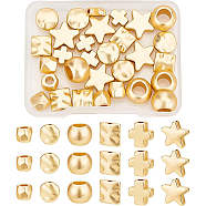 BENECREAT 36Pcs 6 Style Alloy Beads, Lead Free & Nickel Free & Cadmium Free, Mixed Shapes, Matte Gold Color, 6pcs/style(FIND-BC0001-92)