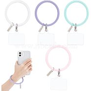 CHGCRAFT 8Pcs 4 Colors Silicone Loop Phone Lanyard, Wrist Lanyard Strap, with Plastic & Iron Keychain Holder, Mixed Color, 17.7cm, 2pcs/color(KEYC-CA0001-24)