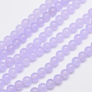 Natural & Dyed Malaysia Jade Bead Strands, Round, Lilac, 6mm, Hole: 0.8mm, about 64pcs/strand, 15 inch(G-A146-6mm-A18)