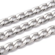 304 Stainless Steel Cuban Link Chain, Unwelded, with Spool, Stainless Steel Color, 17x11.5x3.5mm, 16.4 Feet(5m)/roll(STAS-B019-01P)