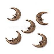 Zinc Alloy Cabochons, for DIY Crystal Epoxy Resin Material Filling, Moon, Antique Bronze, 12x9.5x1.5mm, about 100pcs/bag(PALLOY-WH0036-27AB)