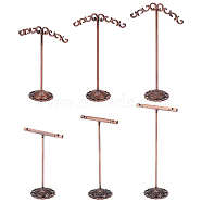 2 Sets 2 Style Iron Earring Display Stand, with Pedestal, Red Copper, Red Copper, 1 set/style(EDIS-FG0001-40)