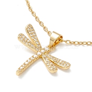 Clear Cubic Zirconia Dragonfly Pendant Necklace, 304 Stainless Steel Jewelry for Women, Golden, 17.72 inch(45cm)(NJEW-O125-18G)