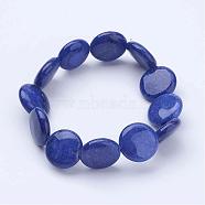 Natural Lapis Lazuli(Dyed)  Beads Stretch Bracelets, Flat Round, 2 inch(53mm)(BJEW-JB02845-01)