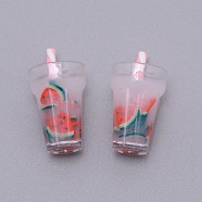 Plastic Resin Pendants, Bubble Tea, Red, 28x11.5mm, Hole: 1.4mm(KY-TAC0008-01E)