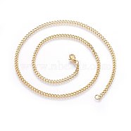 304 Stainless Steel Curb Chain Necklaces, with Lobster Clasps, Golden, 17.72 inch(45cm)(NJEW-H492-01G)