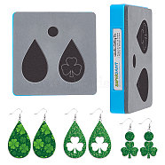 SUPERDANT Saint Patrick's Day Wooden Cutting Dies, with Steel, for DIY Fabric Crafts, Leather Die Cut, Pendant Jewelry Making, Clover Pattern, 10x10x0.09cm, 1pc/set(DIY-SD0001-65I)