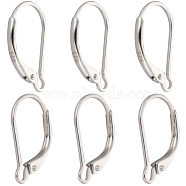 4 Pairs 925 Sterling Silver Leverback Earring Findings, with Horizontal Loops, Silver, 17x10x2mm, Hole: 1.8mm, Pin: 0.5x0.6mm(STER-BBC0001-85)