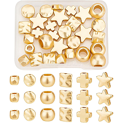 BENECREAT 36Pcs 6 Style Alloy Beads, Lead Free & Nickel Free & Cadmium Free, Mixed Shapes, Matte Gold Color, 6pcs/style(FIND-BC0001-92)