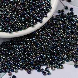 MIYUKI Round Rocailles Beads, Japanese Seed Beads, 8/0, (RR455) Metallic Variegated Blue Iris, 3mm, Hole: 1mm, about 422~455pcs/10g(X-SEED-G008-RR0455)