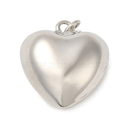 Rack Plating Brass Pendants, with Jump Ring, Puffed Heart Charm, Platinum, 20x18x9.5mm, Hole: 3mm(KK-M260-01C-P)