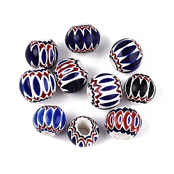 Handmade Millefiori Glass Rondelle Beads, Chevron Beads, Medium Blue, 18~24x22~27mm, Hole: 3~12mm(LA-N002-21A)