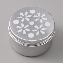 Aluminium Shallow Round Candle Tins, with Hollow Lids, Empty Tin Storage Containers, Flower Pattern, 7.1x4.25cm, Inner Diameter: 6.4x4.1cm(AJEW-WH0326-03C)