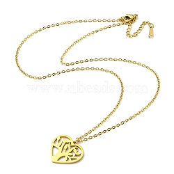 304 Stainless Steel Pendant Necklaces, Heart with Tree, Golden, 17.01 inch(43.2cm)(NJEW-Z025-02A)