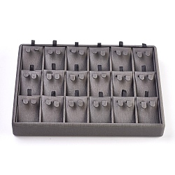 PU Leather Earring Displays, with Wood, Jewelry Display, Gray, 24.3x18x3.4cm(EDIS-L003-03)