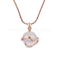 SHEGRACE Trendy Real Rose Gold Plated Necklace, Wave Pendant with Cat Eye, Rose Gold, 15.7 inch(JN445A)