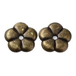 Tibetan Style Alloy Beads, Cadmium Free & Lead Free, 5-Petals Flower, Antique Bronze, 27x27x3mm, Hole: 4mm, about 280pcs/1000g(FIND-Q094-08AB)