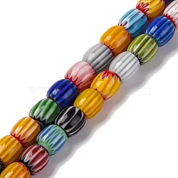 Handmade Lampwork Beads Strands, Rarrel, Colorful, 6x6mm, Hole: 1mm, about 63pcs/strand, 15.16''(38.5cm)(LAMP-K041-01A-03)