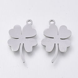 Tarnish Resistant 201 Stainless Steel Pendants, Laser Cut Pendants, Clover, Stainless Steel Color, 19.5x12.5x1mm, Hole: 1.2mm(STAS-S110-051P)