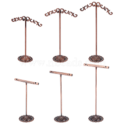2 Sets 2 Style Iron Earring Display Stand, with Pedestal, Red Copper, Red Copper, 1 set/style(EDIS-FG0001-40)