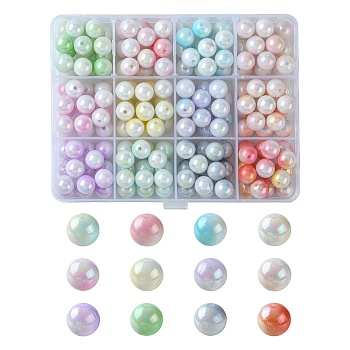 192Pcs 12 Colors Two Tone Opaque Acrylic Beads, Round, Mixed Color, 10mm, Hole: 1.8mm, 16pcs/color