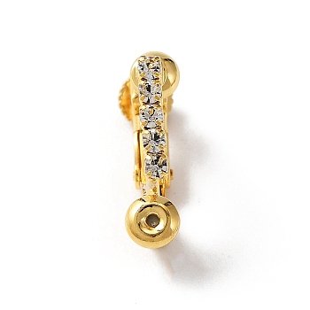 Brass with Crystal Rhinestone Clip-on Earring Findings, Screw Back Ear Clip Component, For Non-Pierced Ears Jewelry Making, Golden, 16x14.5x3.5mm