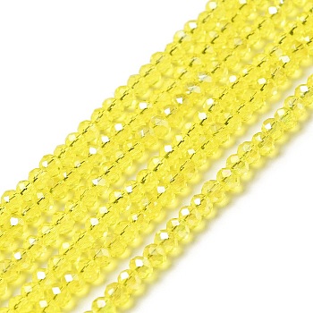 Electroplate Glass Beads Strands, AB Color Plated, Faceted Rondelle, Champagne Yellow, 3x2mm, Hole: 0.5mm, about 165~170pcs/strand, 16.7 inch